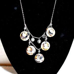 Vintage Mother Of Pearl Silver Tone Link Chain Double Layer Like New Necklace